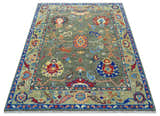 Ready to Ship 7x9 Feet Oushak Olive And Rust Hand Knotted Wool Rug