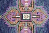 Ready to Ship 7x9 Pink And Blue Hand Knotted Wool Rug