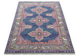 Ready to Ship 7x9 Pink And Blue Hand Knotted Wool Rug
