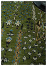 Ready to Ship Hand Knotted Green and Ivory Traditional Wool Area Rug