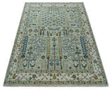 Ready to Ship Antique Moss Green and Ivory Hand Knotted Traditional Wool Area Rug