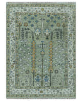Ready to Ship Antique Moss Green and Ivory Hand Knotted Traditional Wool Area Rug