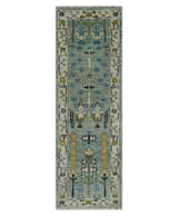 Ready to Ship Antique Moss Green and Ivory Hand Knotted Traditional Wool Area Rug
