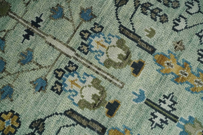 Ready to Ship Antique Moss Green and Ivory Hand Knotted Traditional Wool Area Rug