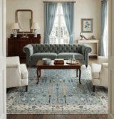 Ready to Ship Aqua and Ivory Tree of Design Hand Knotted Wool Area Rug