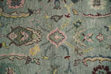 Ready to Ship Aqua and Pink Traditional Oushak Wool Area Rug