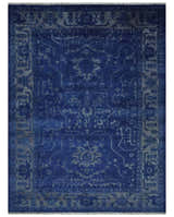 Ready to Ship Blue and Gray Hand knotted Oushak 8x10 and 9x12 wool Area Rug