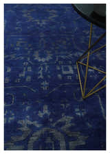 Ready to Ship Blue and Gray Hand knotted Oushak 8x10 and 9x12 wool Area Rug