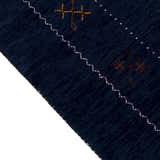 Blue Tribal Border Design Hand Loomed Wool Area Rug