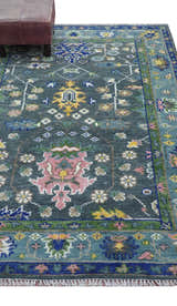 Ready to ship Charcoal, Green And Blue 5x7 Wool Rug