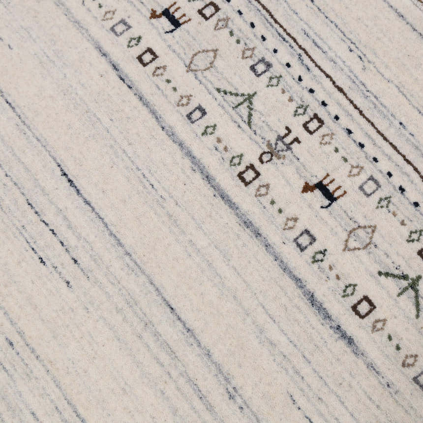 Contemporary Ivory Design Hand Loomed Wool Rug