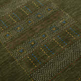 Gabbeh Design Hand Loomed Green Wool Area Rug