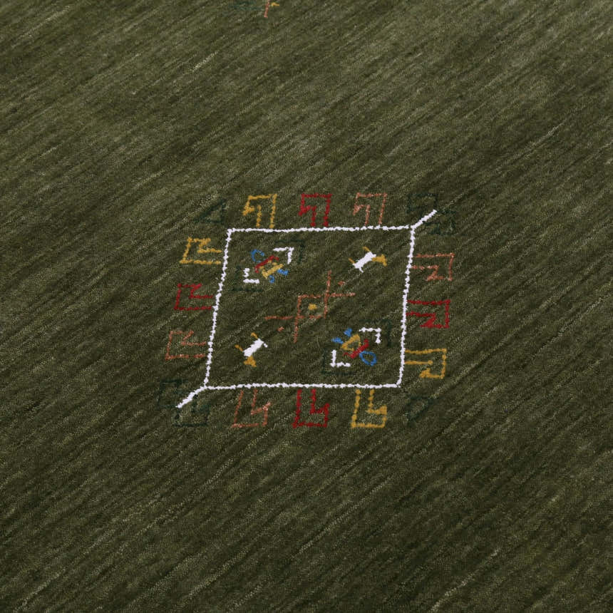 Green Tribal Center Medallion Hand Loomed Wool Area Rug