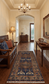 Ready to Ship Hand knotted 4x8 Traditional Antique Style Rust and Blue Area Rug