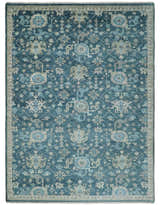 Ready to Ship Hand Knotted Oriental Turkish Oushak Blue and Camel Wool Area Rug