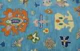 Ready to Ship Hand Tufted Blue and Ivory Modern Colorful Oushak Rug, Kids, Living Room Rug