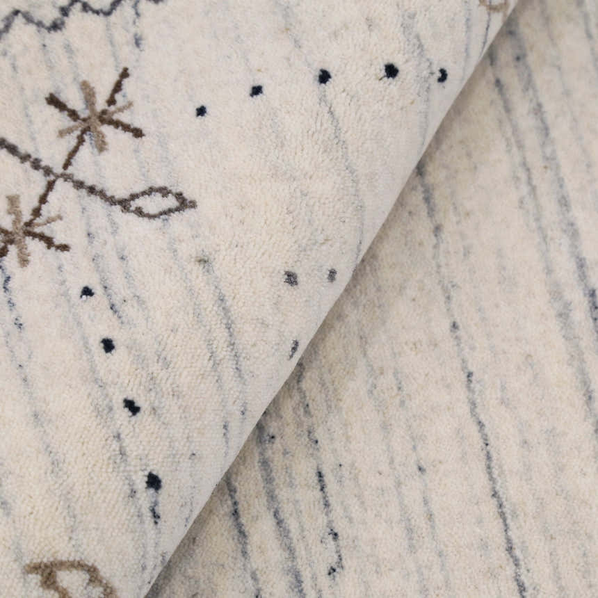 Ivory Gabbeh Border Design Hand Loomed Wool Rug