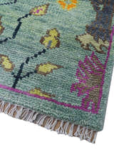 Ready to Ship Jungle Life Peacock Bird 8x8 Square Green Wool Rug