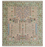 Ready to Ship Pink, Olive and Beige Traditional Vintage Style Tree Wool Rug