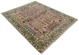 Ready to Ship Pink, Olive and Beige Traditional Vintage Style Tree Wool Rug