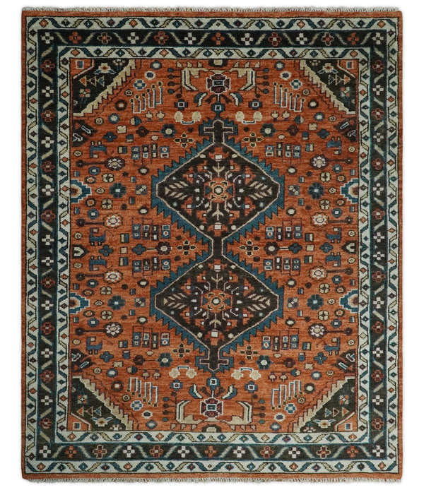 Ready to ship Rust, Ivory and Brown Oriental Traditional Area Rug