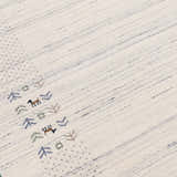 Solid Ivory Border Patterns Hand Loomed Wool Area Rug
