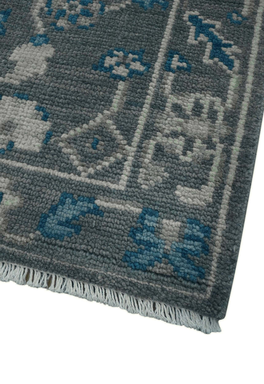 Ready to ship Traditional Gray And Blue 2.8x6 Wool Rug