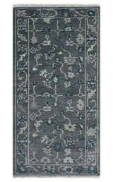 Ready to ship Traditional Gray And Blue 2.8x6 Wool Rug