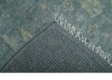 Ready to Ship Tree of life Teal And Beige 2.6x8 Wool Rug
