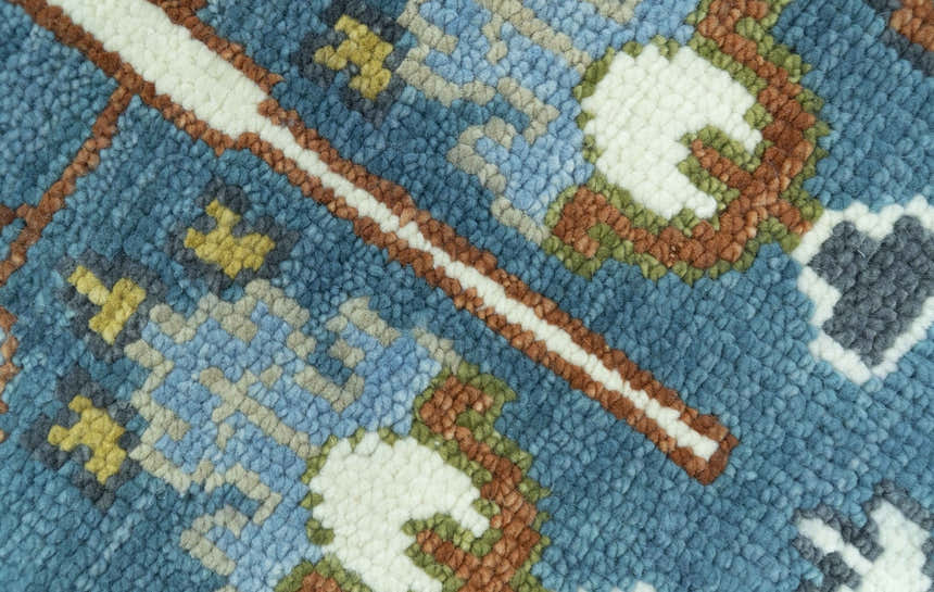 Ready to Ship Tree of Life Traditional Hand Knotted 8x10 Teal Blue and Ivory Wool Area Rug