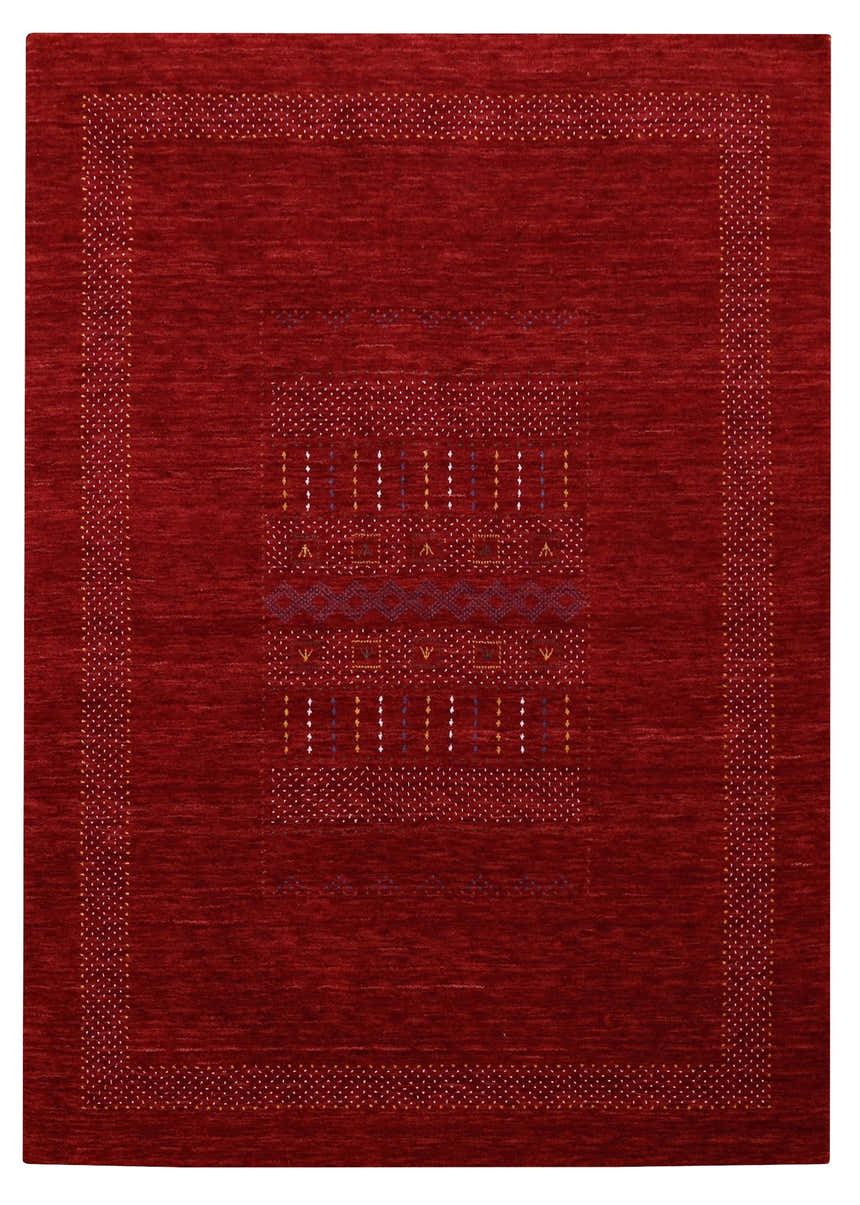 Red Center Pattern Hand Loomed Wool Area Rug