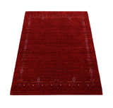 Red Tribal Border Design Hand Loomed Wool Area Rug