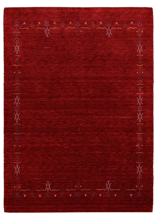 Red Tribal Border Design Hand Loomed Wool Area Rug