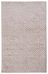 Close-up of the Feizy Colton Modern Diamond rug. Pink and ivory hues create a subtle geometric pattern. Soft, textured design. Design-Rectangle