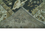 Richmond Custom Made Charcoal and Beige Hand Knotted Oushak wool Area Rug