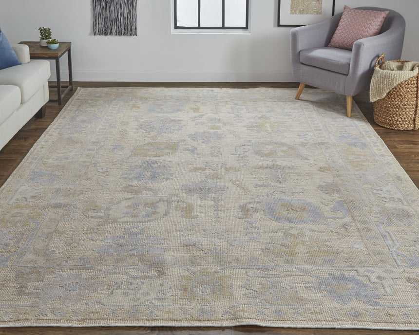 Feizy Wendover Transitional Floral & Botanical - Tan/Orange/Blue Area Rug