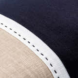 Linbar Beige Black and Off White Vertical Stripe Color Block with Running Stitch Cottage Cotton Lumbar Pillow - Clearance