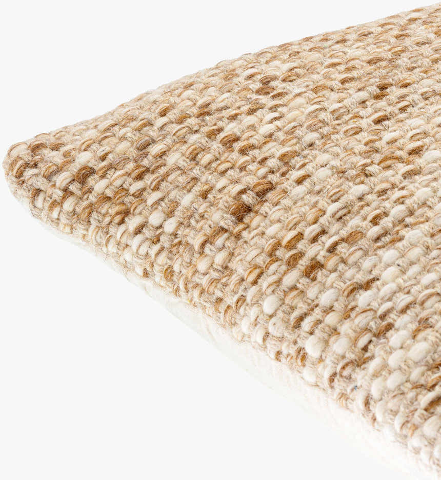Woolin Ivory Chunky Looped Texture Cottage Farmhouse Wool Accent Pillow - Clearance