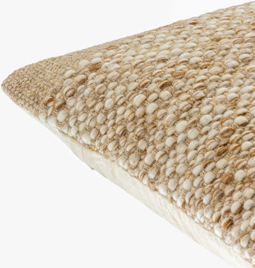 Braelin Ivory Braided Knit Texture Cottage Farmhouse Wool Accent Pillow - Clearance