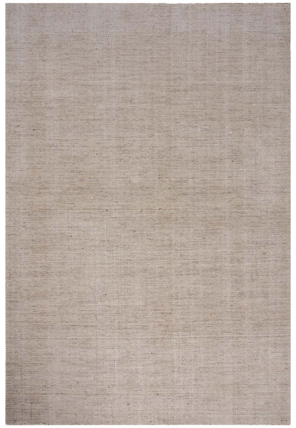 Close-up of the hand-loomed Rizzy RMI677 area rug. Solid, tone-on-tone design in beige, light brown, tan, and dark red wool. Design-Rectangle