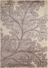 Close up of the Nourison Utopia Ivory Floral Area Rug, featuring a chestnut botanical pattern on an ivory background.