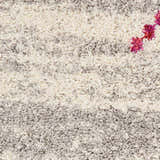 Close up of the cream and grey tribal pattern on the Nourison Nomad area rug.