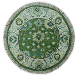 Royal Green and Ivory Custom Made Hand knotted Traditional Oushak wool Area Rug