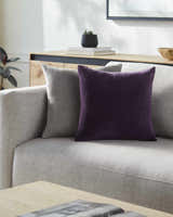 Pluvia Plum Horizontal Ribbed Stripe Modern Cotton Velvet Accent Pillow - Clearance