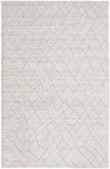 Close-up of the Feizy Redford Transitional Solid Ivory/Gray Area Rug, featuring a geometric diamond pattern and subtle texture. Design-Rectangle