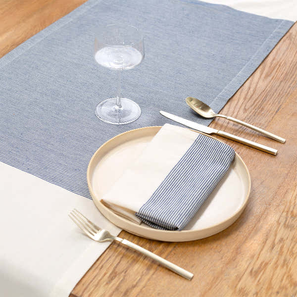 The Stripe Collection Table Runner - Natural & Elderberry