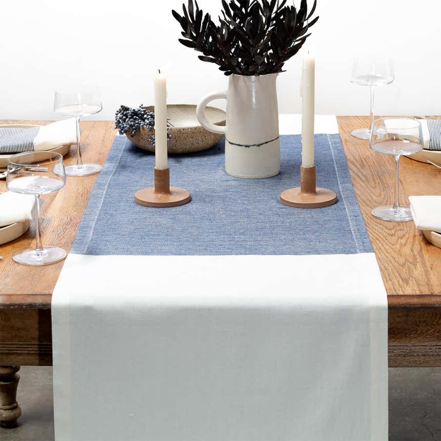 The Stripe Collection Table Runner - Natural & Elderberry