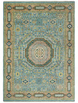 Rust and Blue Hand Knotted traditional Antique look Turkish Mamluk Living Room Multi Size wool Area Rug