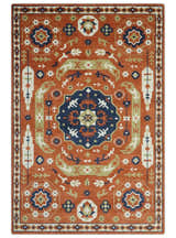 Rust and Blue Hand Knotted Traditional Medallion Mamluk Design Multi Size wool Rug