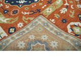 Rust and Blue Hand Knotted Traditional Medallion Mamluk Design Multi Size wool Rug